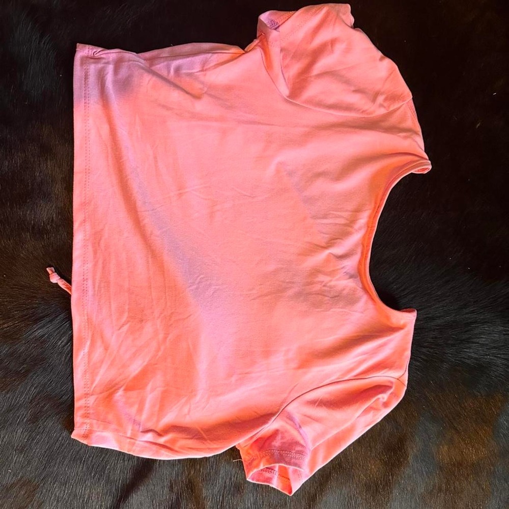 Pink open back crop top